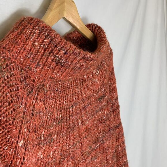 Moth Anthropologie Russet Orange Tweed Mock Cowlneck Pullover Sweater Size M - Picture 4 of 10